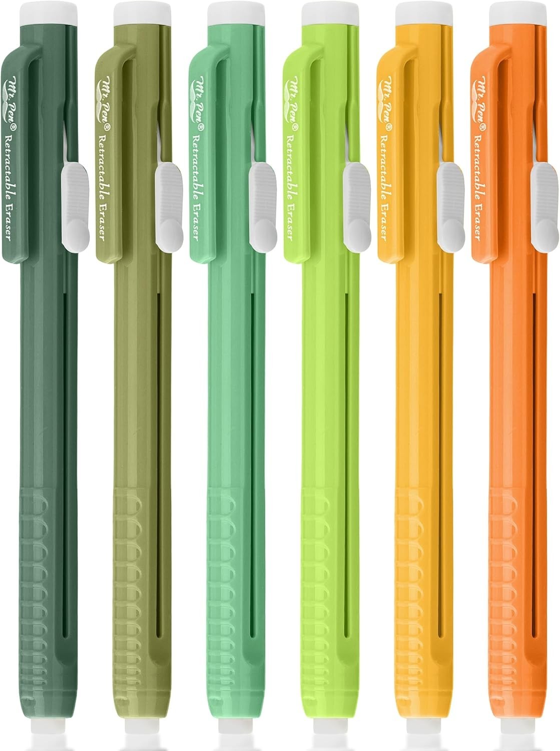 Retractable Mechanical Eraser Pens 6-Pack – Citrus Colors for Artists & Students