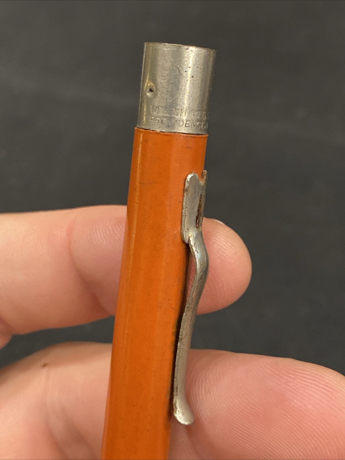 VTG Blue and Silver Welsh Mfg Co Working Mechanical Pencil Antique ORANGE AS IS*