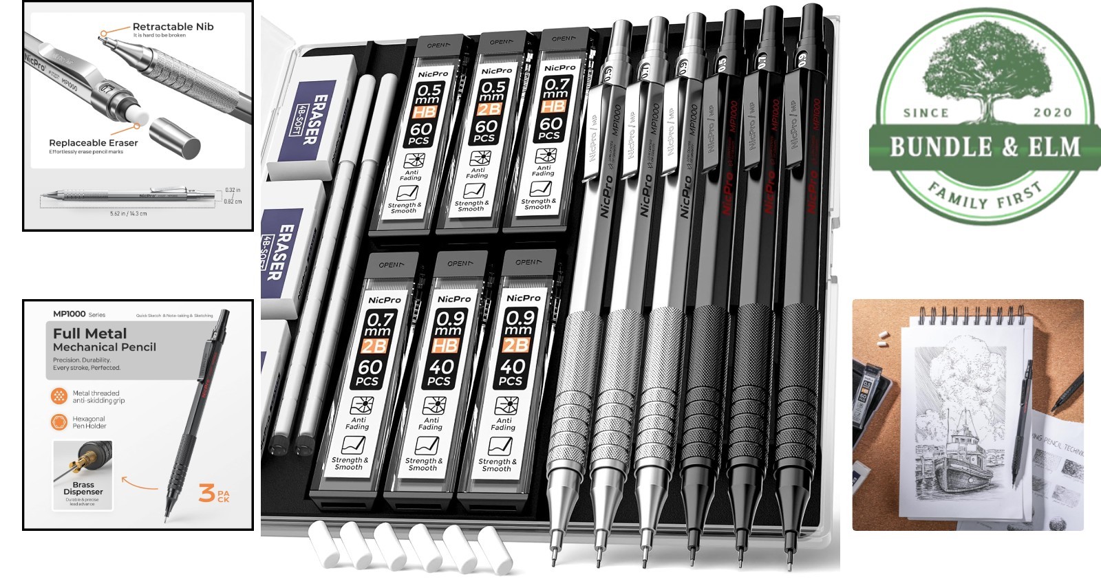Modern Mechanical Pencils for Drawing and Writing with Lead Refills