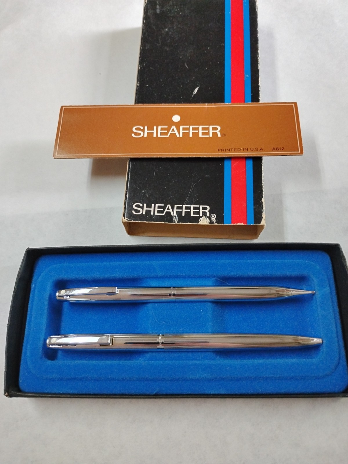 Sheaffer Vintage White Dot Silver Ballpoint Pen & Mechanical Pencil Set