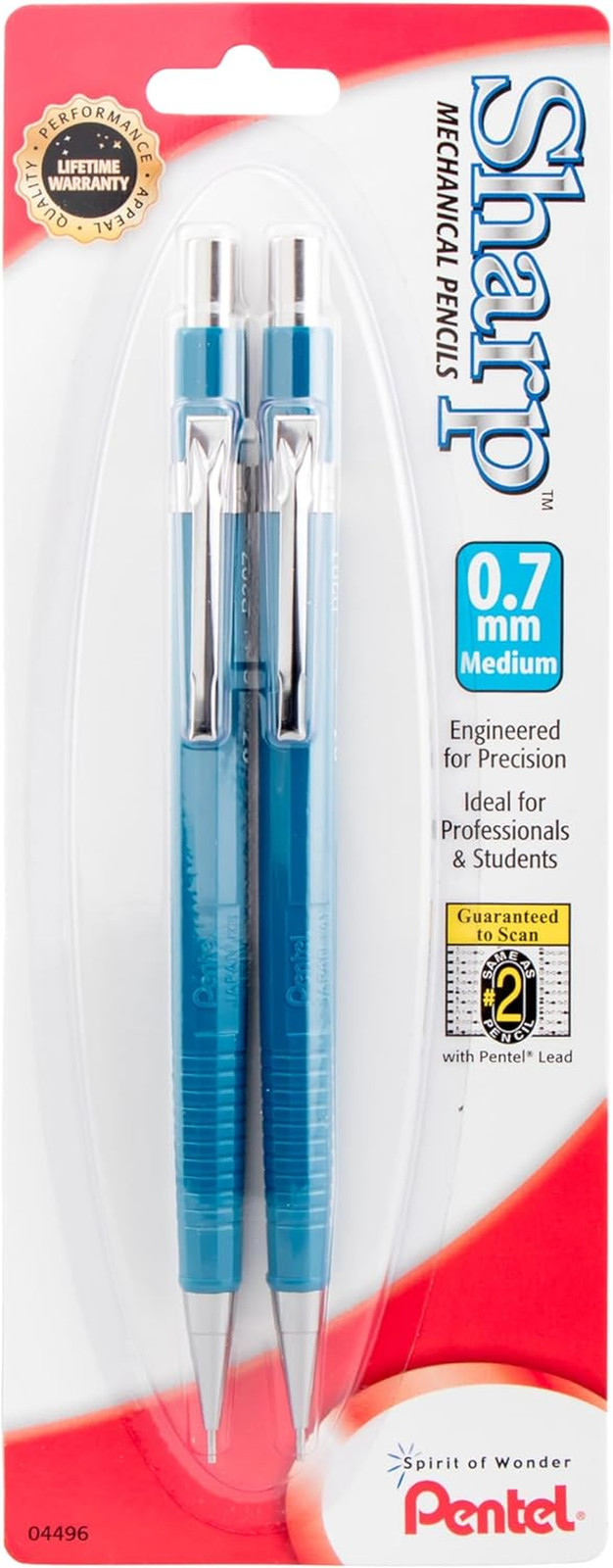 Sharp Automatic Pencil, (0.7Mm), Blue Barrels, Pack of 2 (P207BP2-K6)