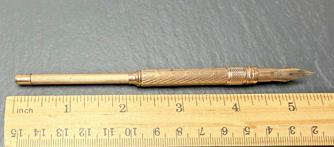 ANTIQUE GOLD FILLED COMBINATION DIP PEN W/NIB AND MECHANICAL PENCIL N995
