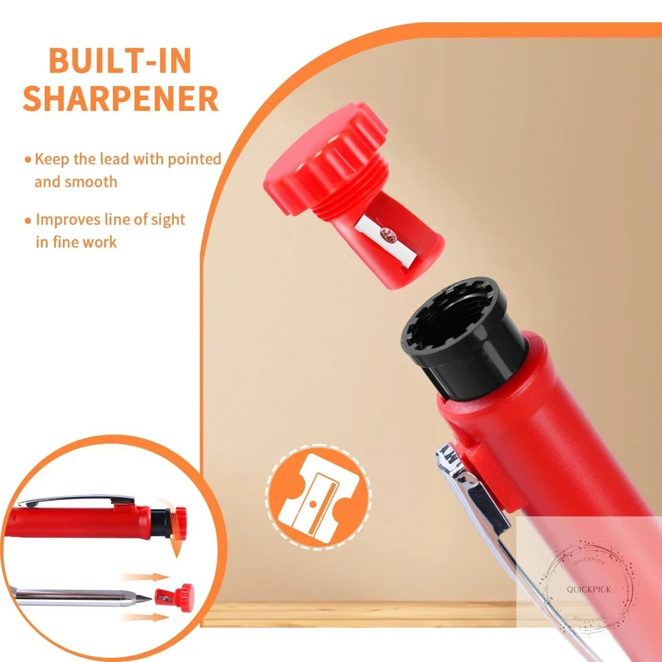 4 Pack Carpenter Pencil with Sharpener, Mechanical Pencils Set with 28 Refills