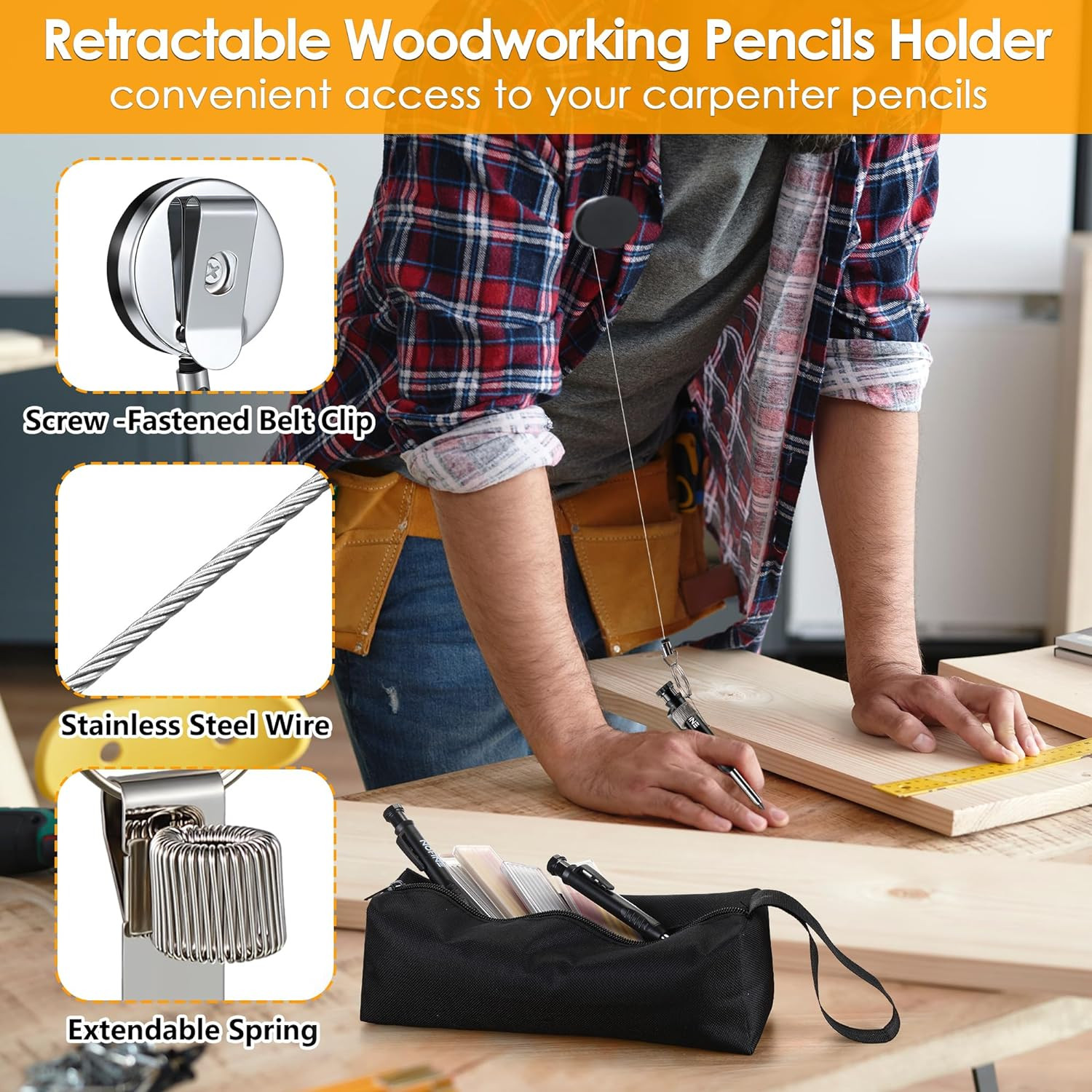 41-Piece Mechanical Carpenter Pencil Set with Sharpener & Refills in Canvas Case