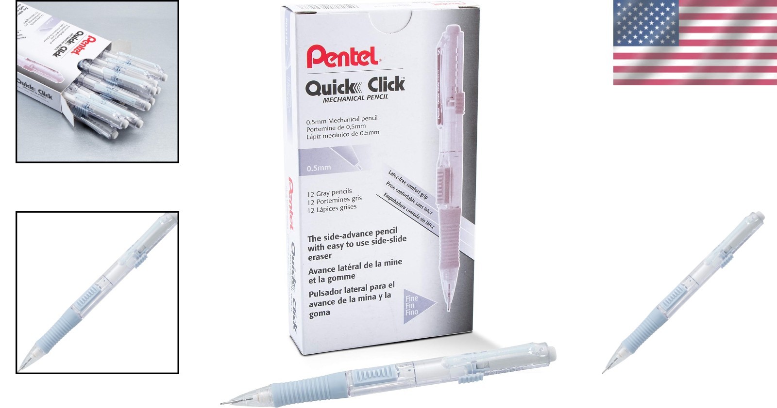 Quick Click 0.5mm Mechanical Pencil Set of 12 – Comfortable Gray Writing