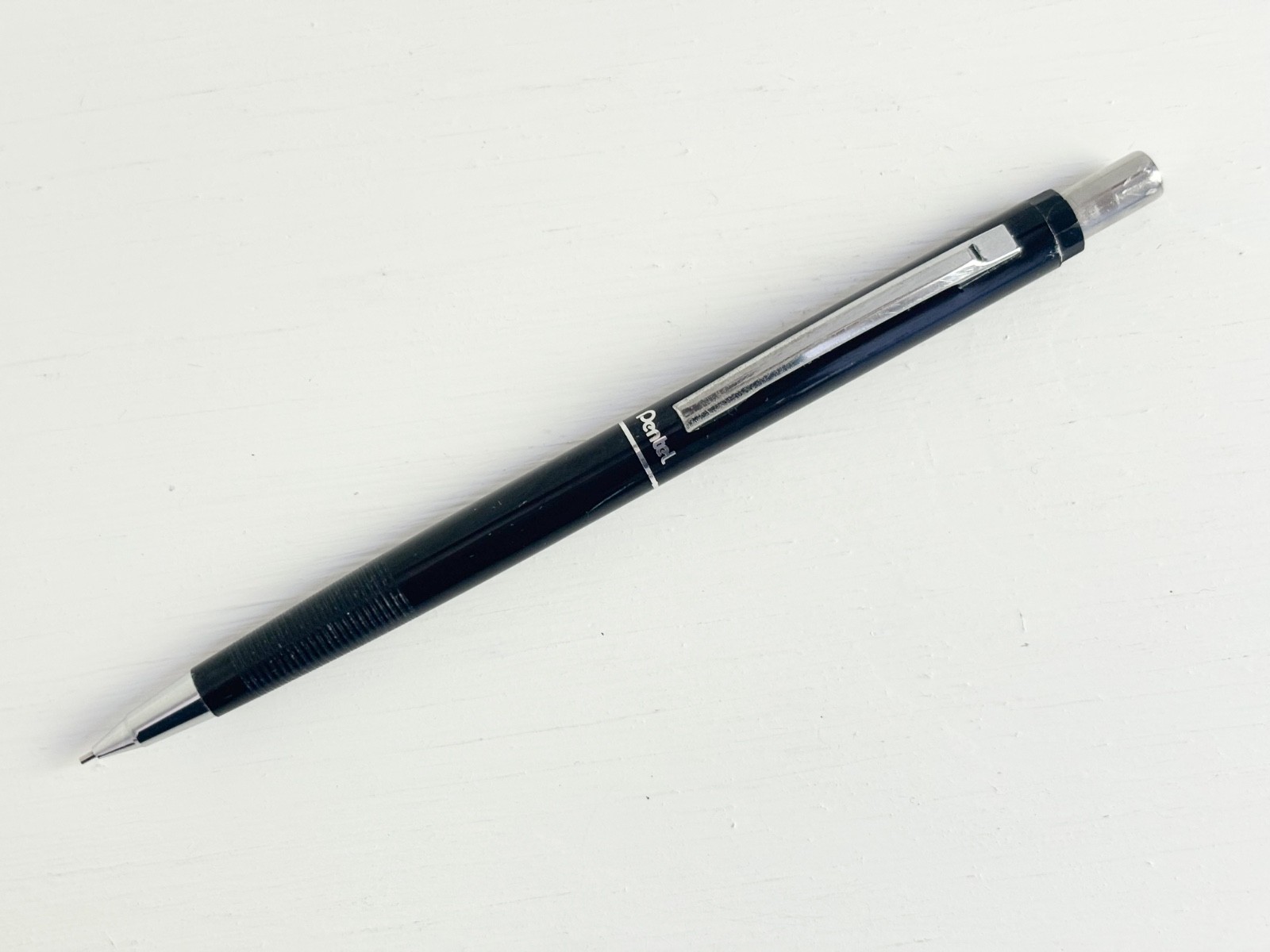 Pentel Japan Vintage 1980s Metal Barrel Mechanical Pencil Chrome Details .5mm