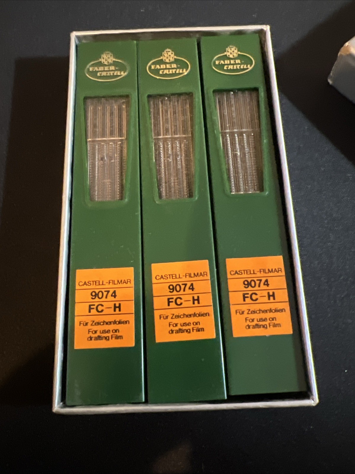 6 Vintage Faber-Castell Leads & Cases, Made in Germany-9074HB One Half Gross