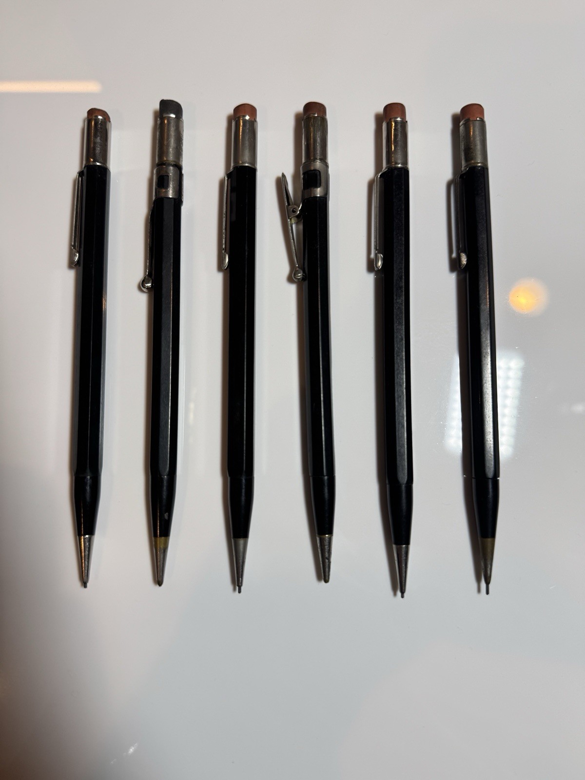 Vtg Lot Of 6 1960s Autopoint 0.9mm Mechanical Pencils For Real Thin Lead WORKING