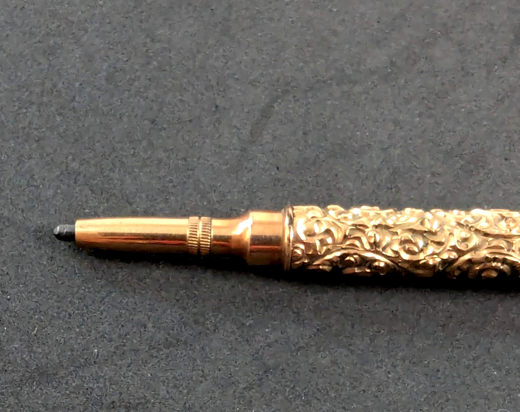 Victorian Rose Gold & MOP Ornate Mechanical Pencil Kaiser Wm der Grosse Works!