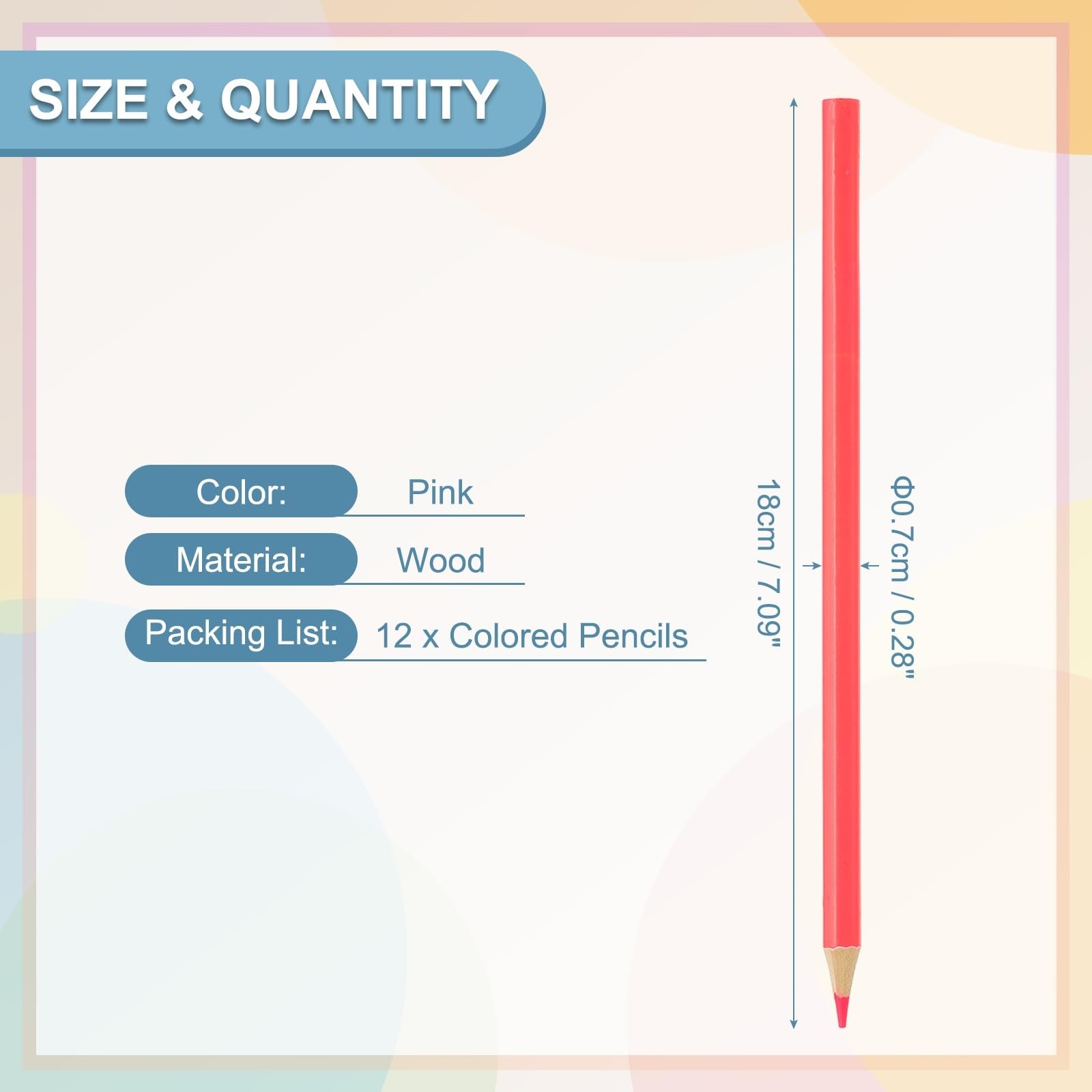 PATIKIL Pink Colored Pencils Set, 12Pcs Oil Color 1 Count (Pack of 12),