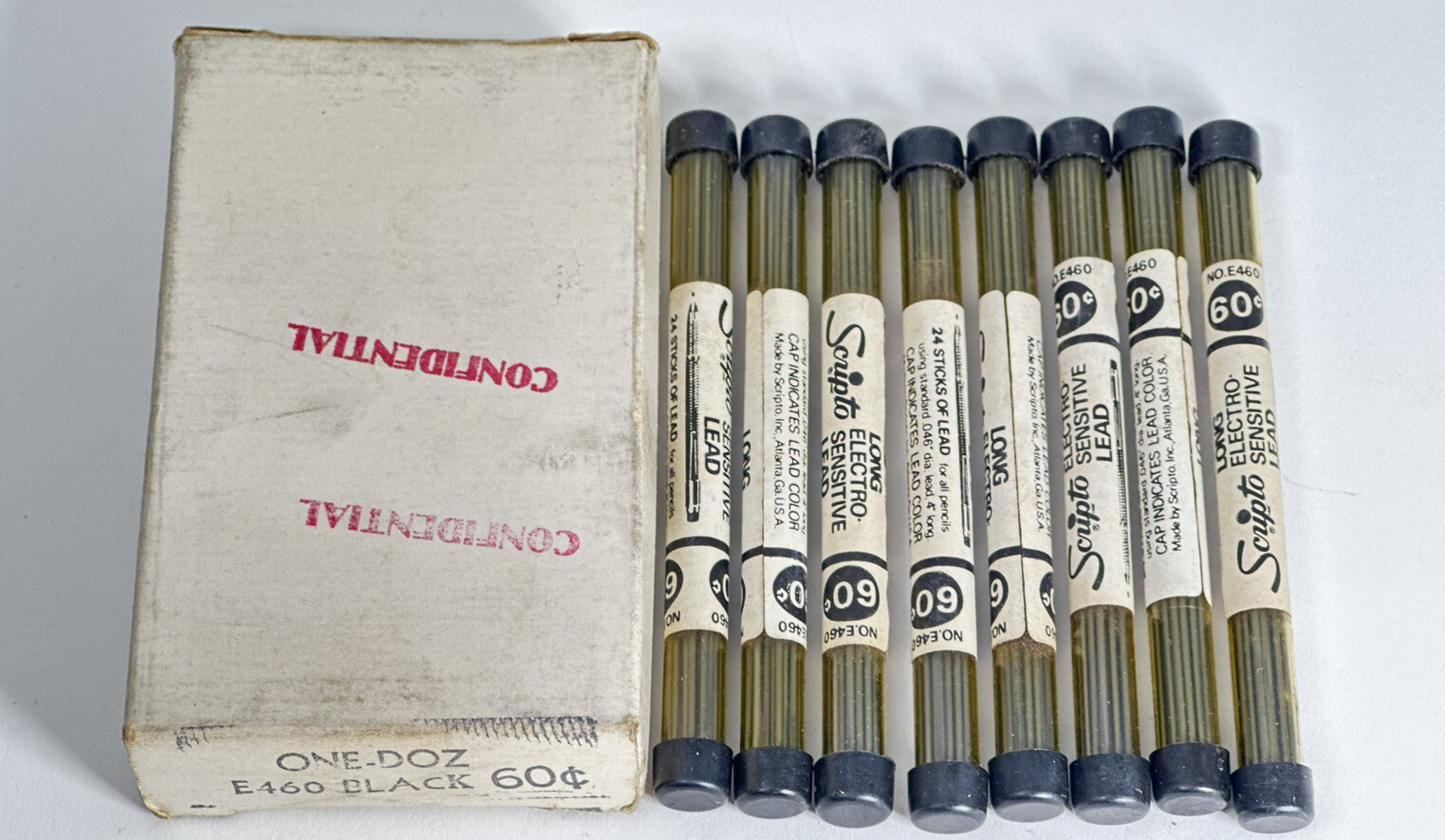 LOT OF 8 TUBES NOS Scripto E460 Long Electro Sensitive Lead original box! .046