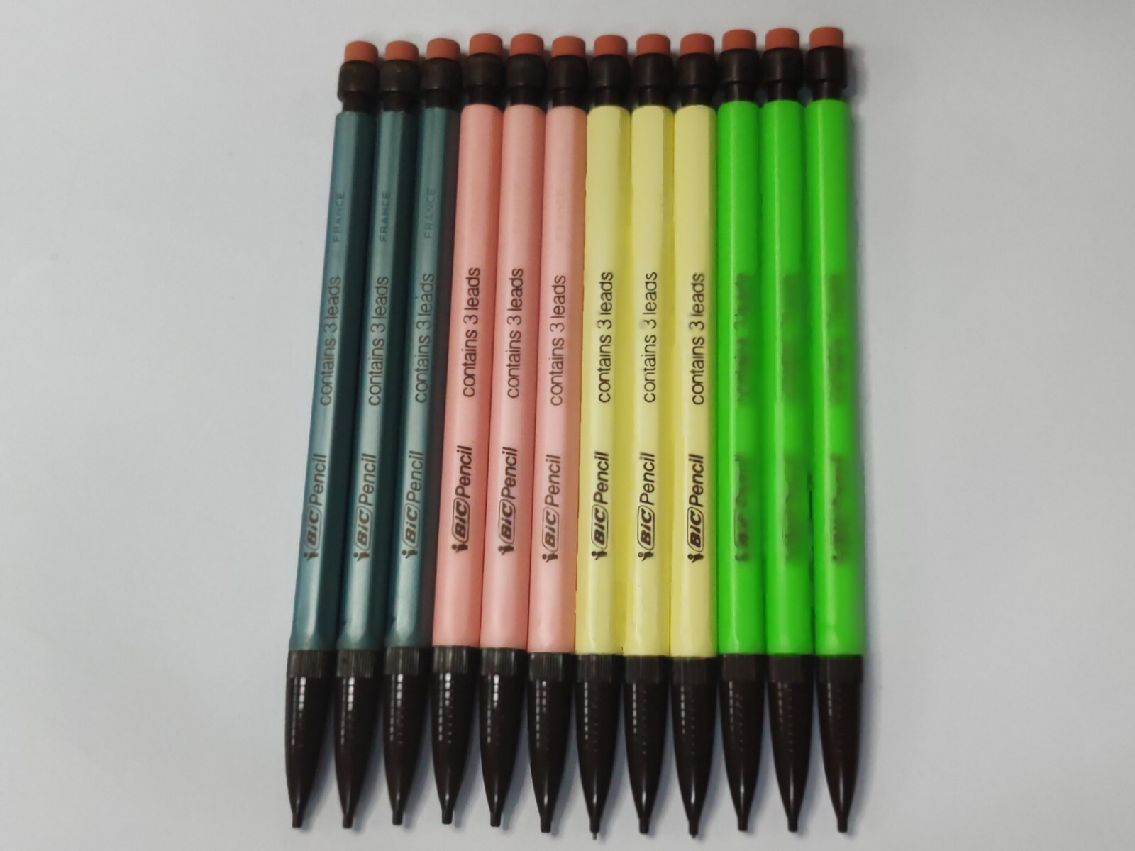 Bic New Vintage Very Rare Color Mechanical Pencil 12 Pcs / France , 80S