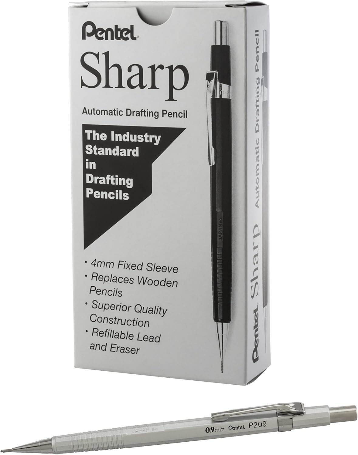 Sharp Mechanical Pencil, (0.9Mm), Metallic Silver Barrel, Box of 12 (P209Z)