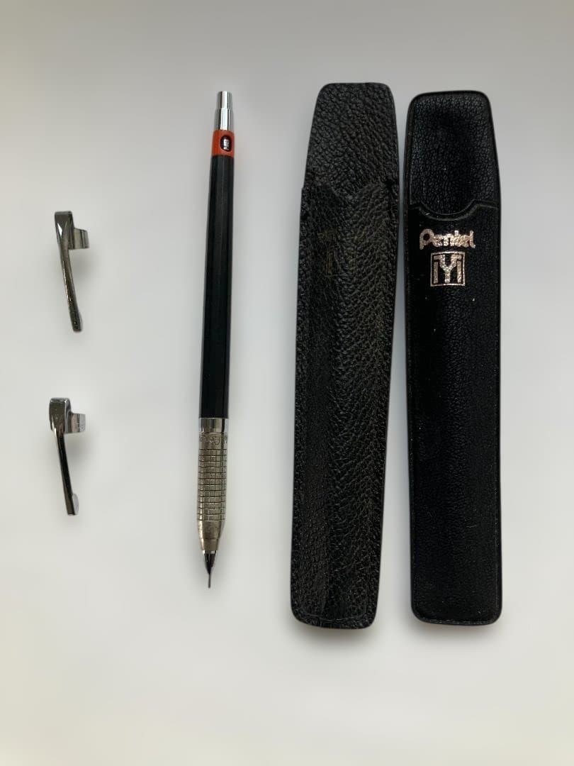 Pentel Mechanica 0.3mm 1980s + 1970s Clip and Leather Case