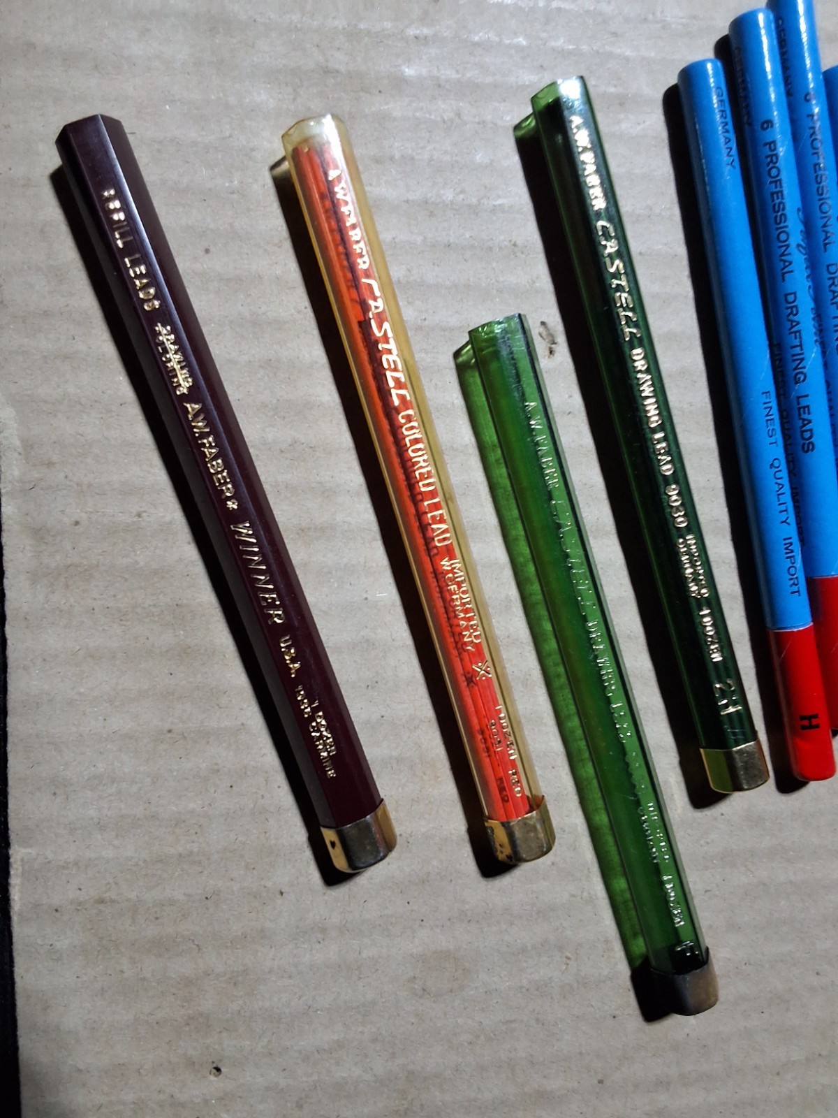 A.W. Faber Castell Drawing lead & 5 Dietzgen 6 lead perfect point drafting leads