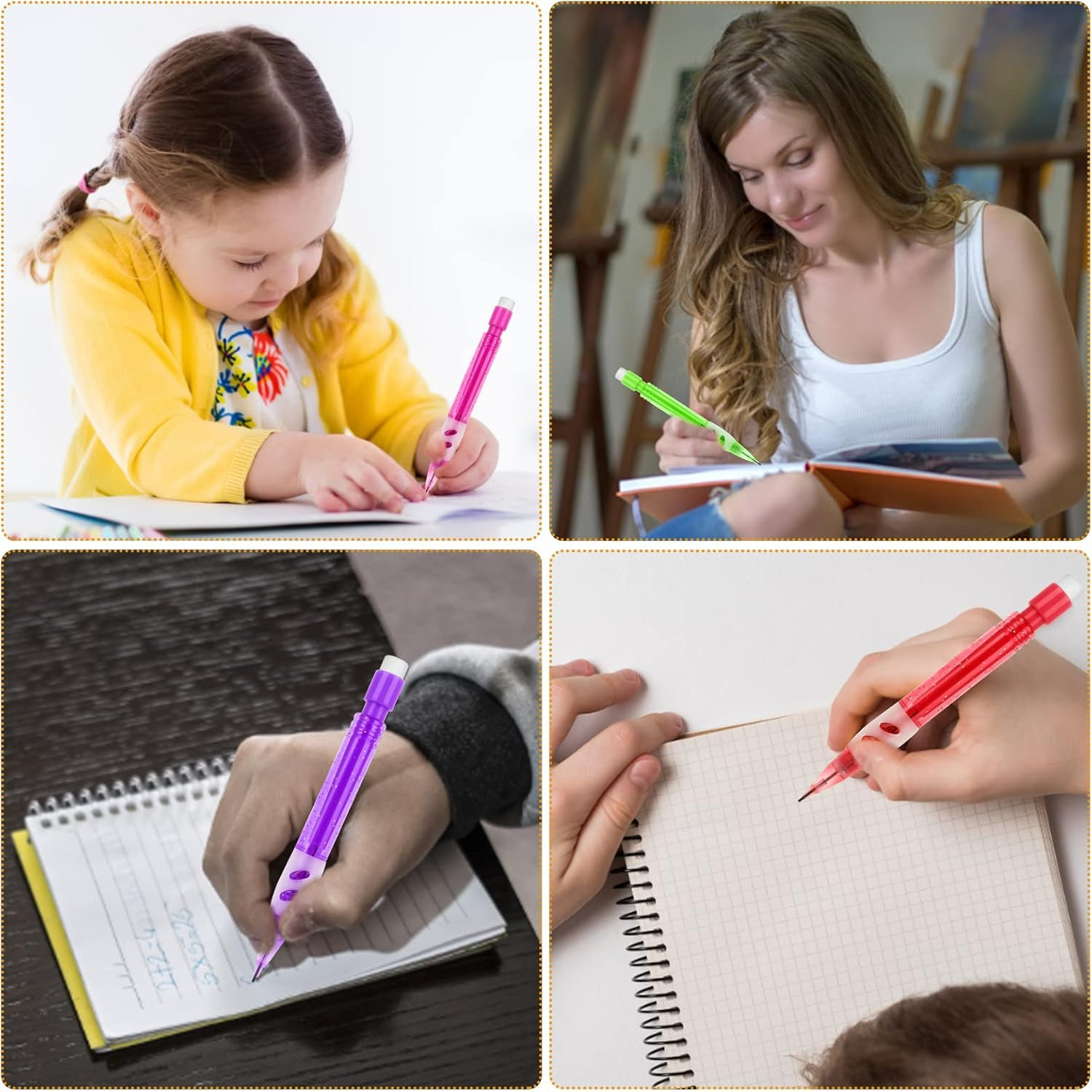 ® 12 Pcs Mini Mechanical Pencils 0.7 Mm Automatic Pencils with Erasers Small Pen