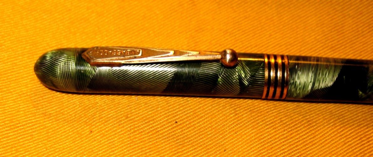 VINTAGE 5″ LONG GREEN/BLACK MARBLE AMBASSADOR MECHANICAL PENCIL