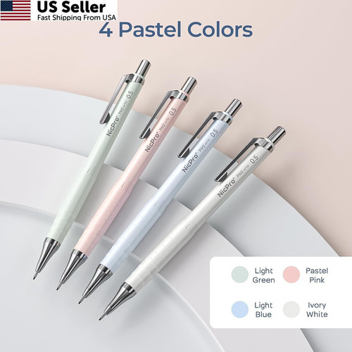 Nicpro Cute Mechanical Pencil Set, 4PCS 0.5mm Pastel Drafting Pencils