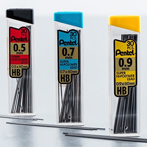 Pentel Super Hi-Polymer Lead Refills, (0.9 mm), Single 3 Count (Pack of 1)