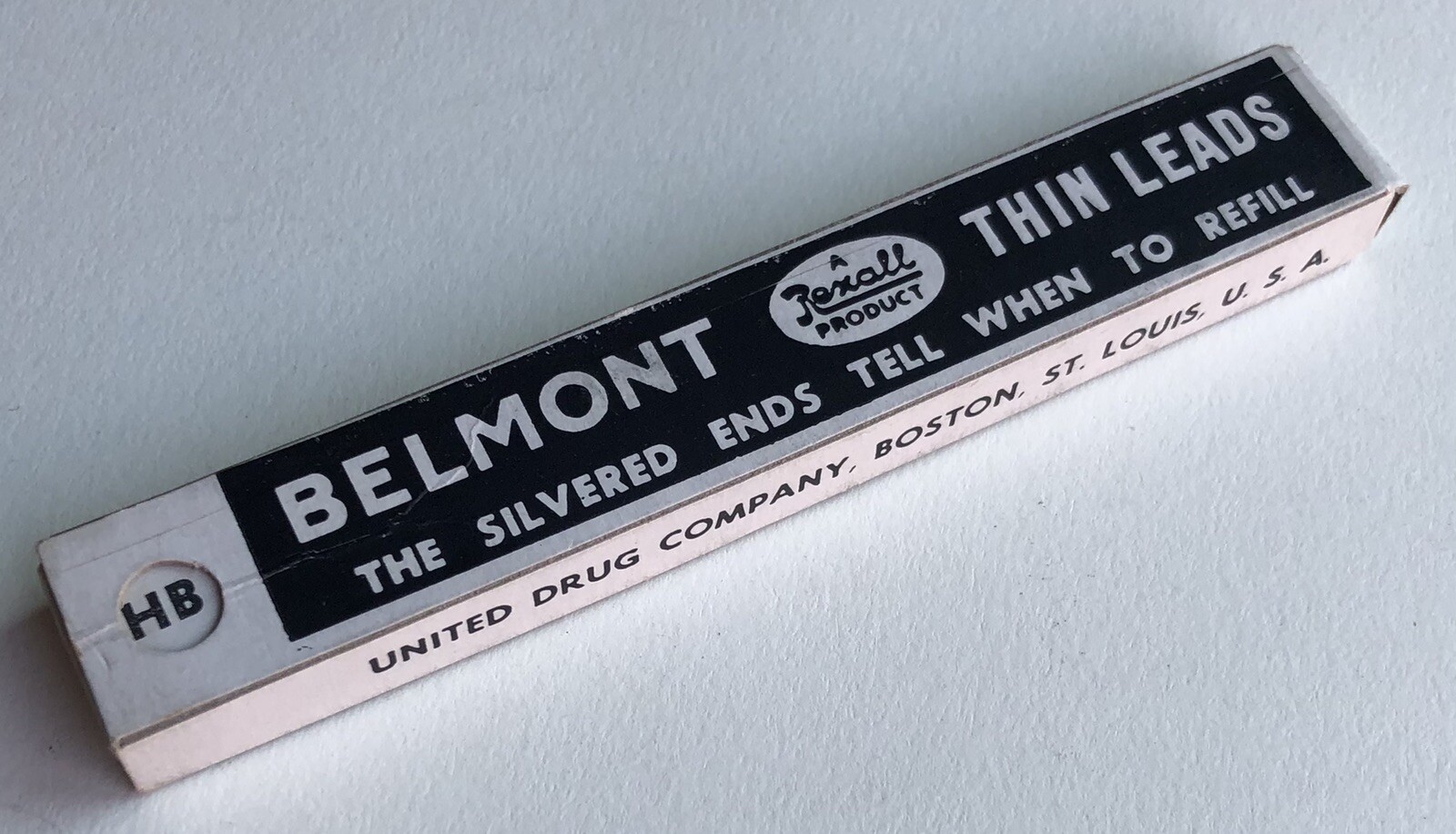 Vintage Rexall BELMONT HB Black 1.18mm Silvered Pencil Lead NOS 6 Pack USA