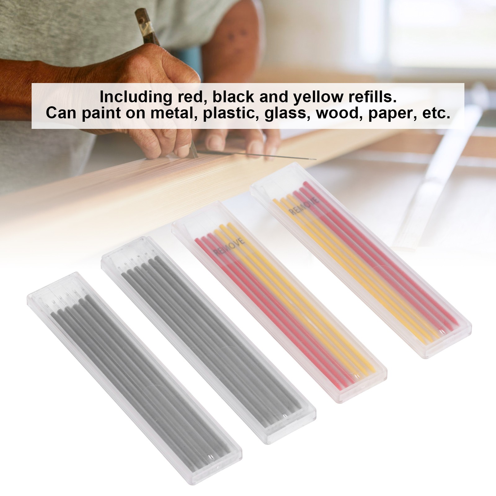 24Pcs Carpenter Pencil Refill Red Yellow Black Marking Scribing Tool Set For New