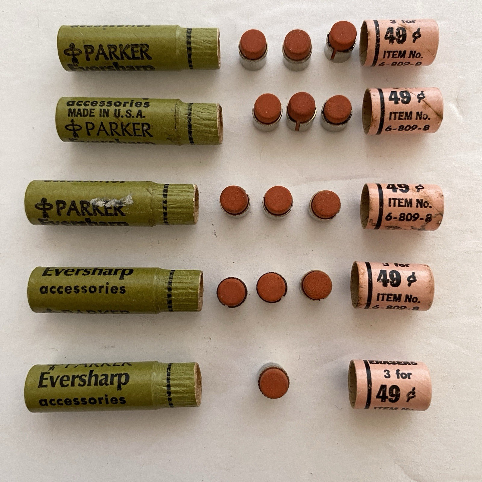 Vintage Parker Eversharp Writefine Eraser Refills 6-809-8 NOS Made in USA Lot 5
