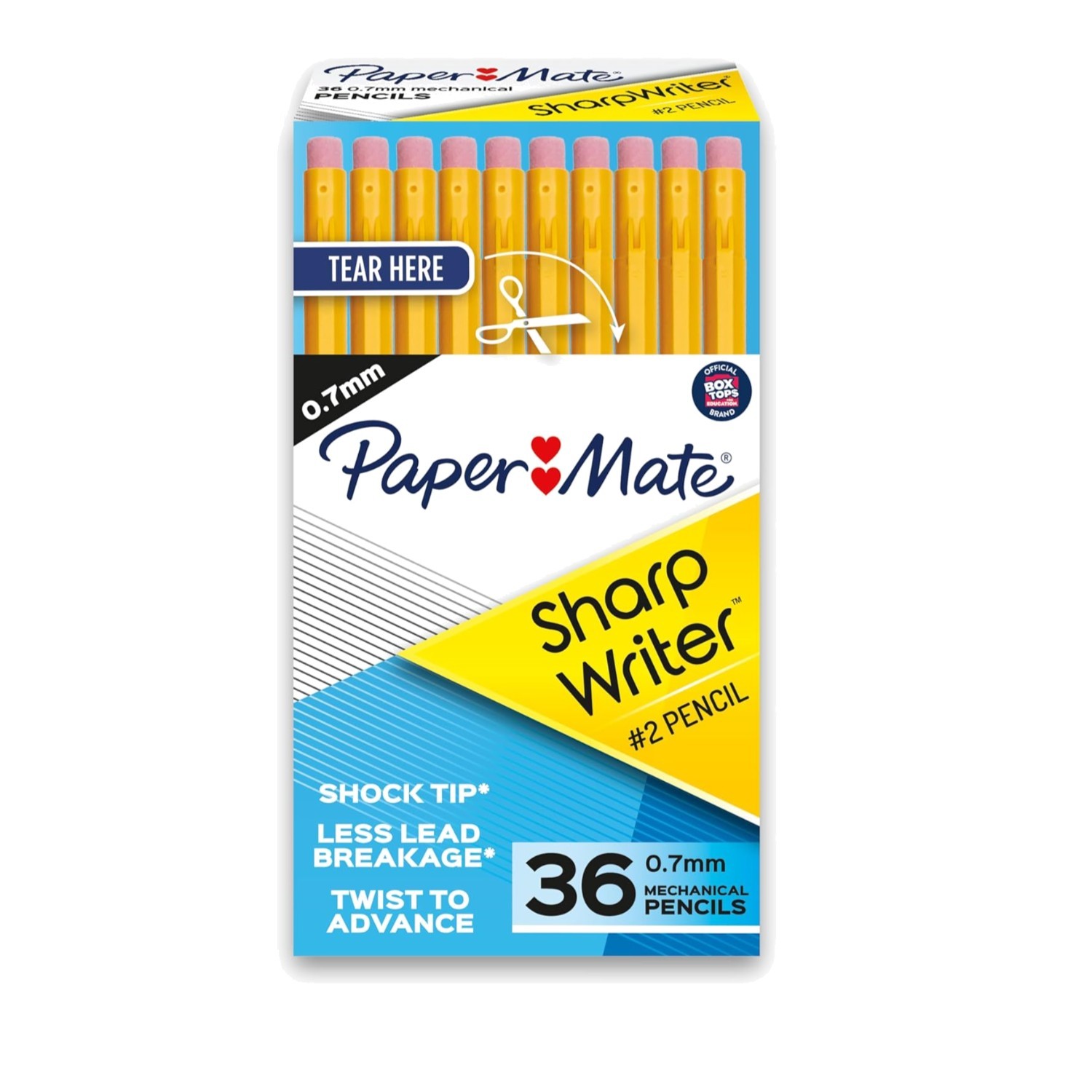 SharpWriter 0.7mm Mechanical Pencils, 36 Count – Uninterrupted Writing in Yellow