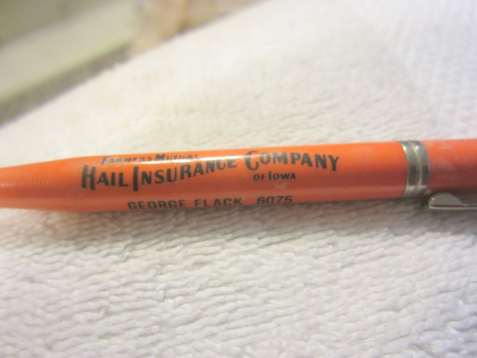1 Farmers Mutual Hail Insurance Ad Mechanical Pencil, Flack Metamora Ohio VTG