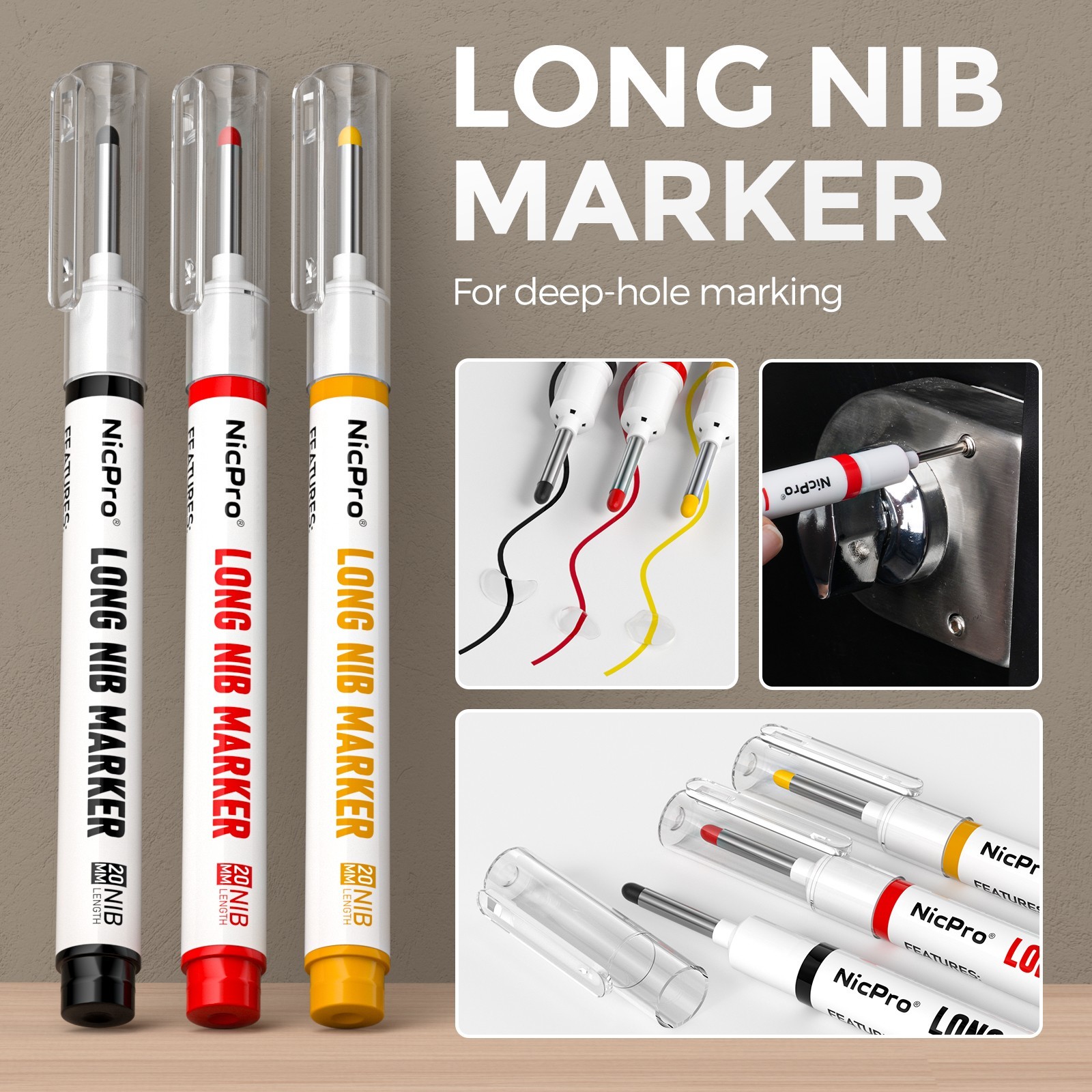 Nicpro 6 Pack CP1000 Carpenter Pencils with Sharpener, Mechanical Pencil Set