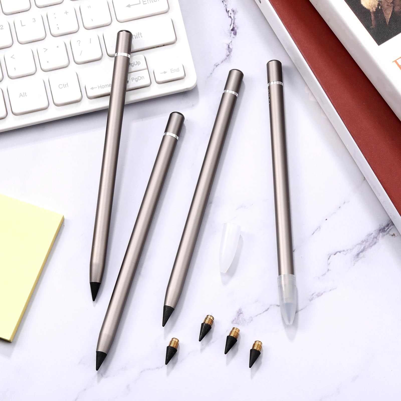 Metal Inkless Pen Inkless Erasable Aluminum Pencil with Eraser for Writing
