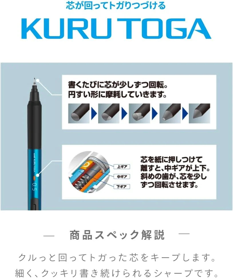 uni M5KS1P.32 Mitsubishi Pencil Mechanical Pencil Kurutoga KS 0.5mm Ice Blue