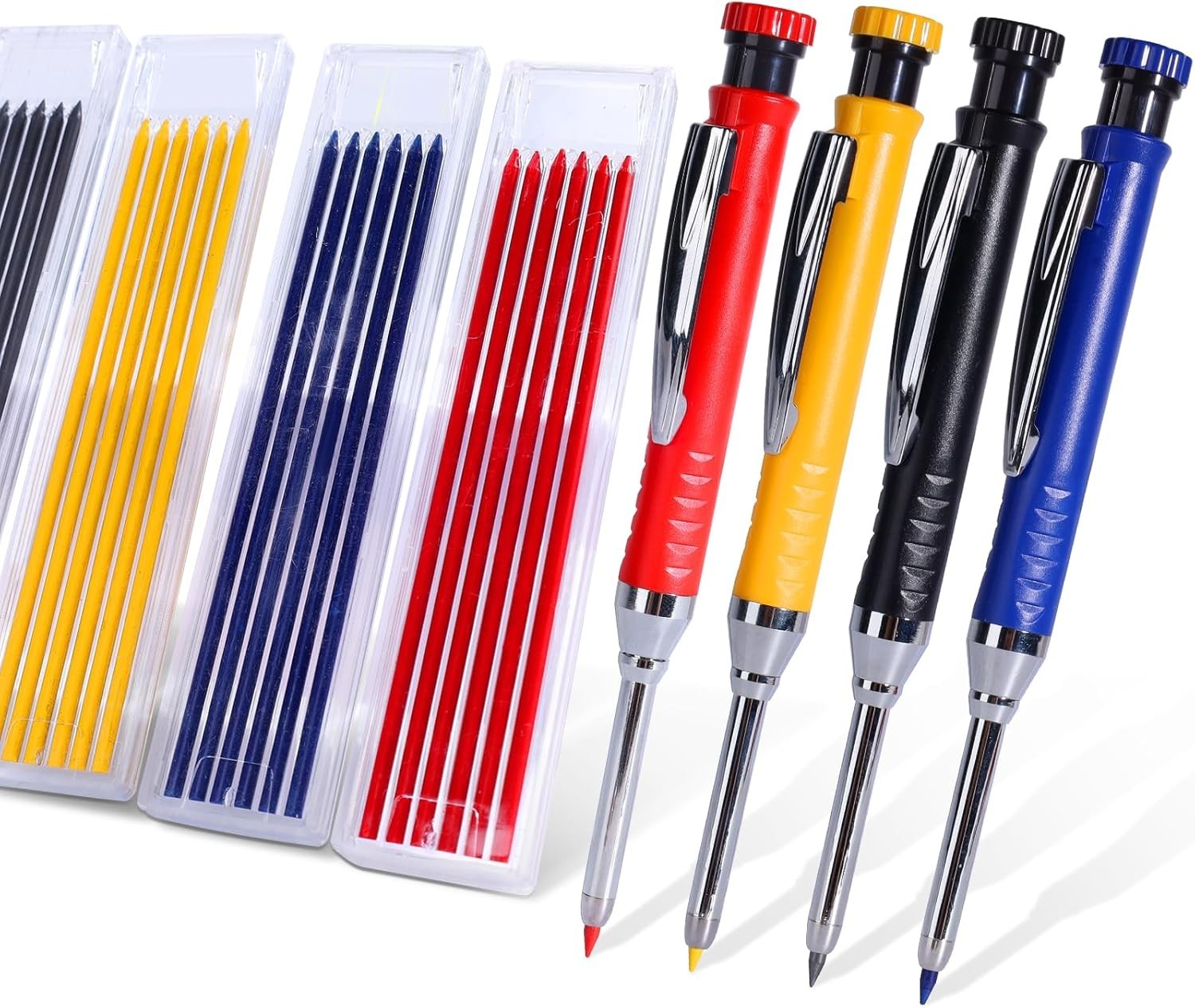 Lapices Carpintero 4 Pzs con Sacapuntas 28 Recambios Set Construccion Madera
