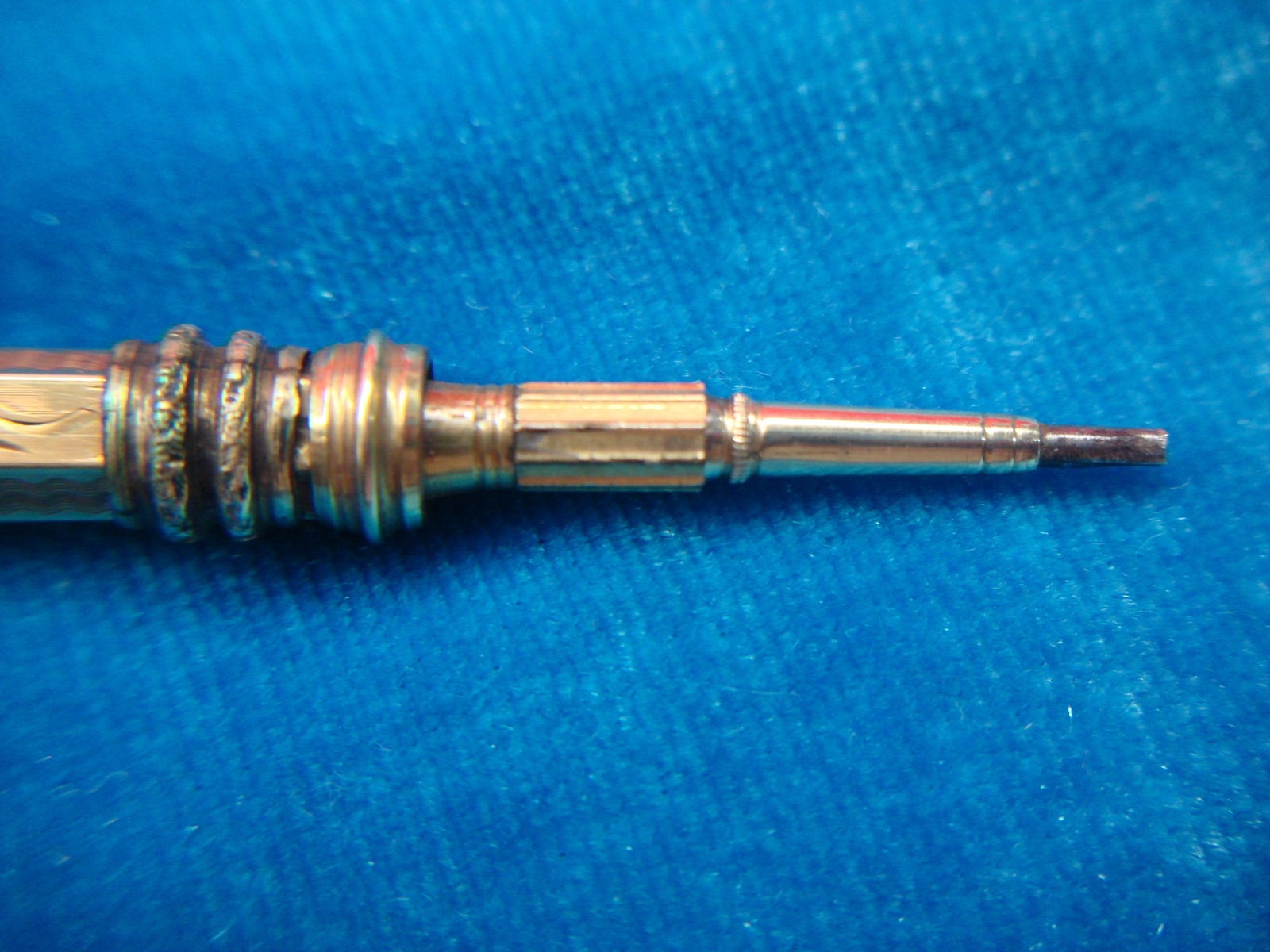 ANTIQUE MECHANICAL PENCIL WITH CITRINE GLASS TOP – GOLD FILLED – NICE CONDITION