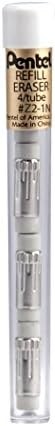 Pentel Refill Eraser for Mechanical Pencils, White, 12 Tubes, 4 Erasers Per Tube