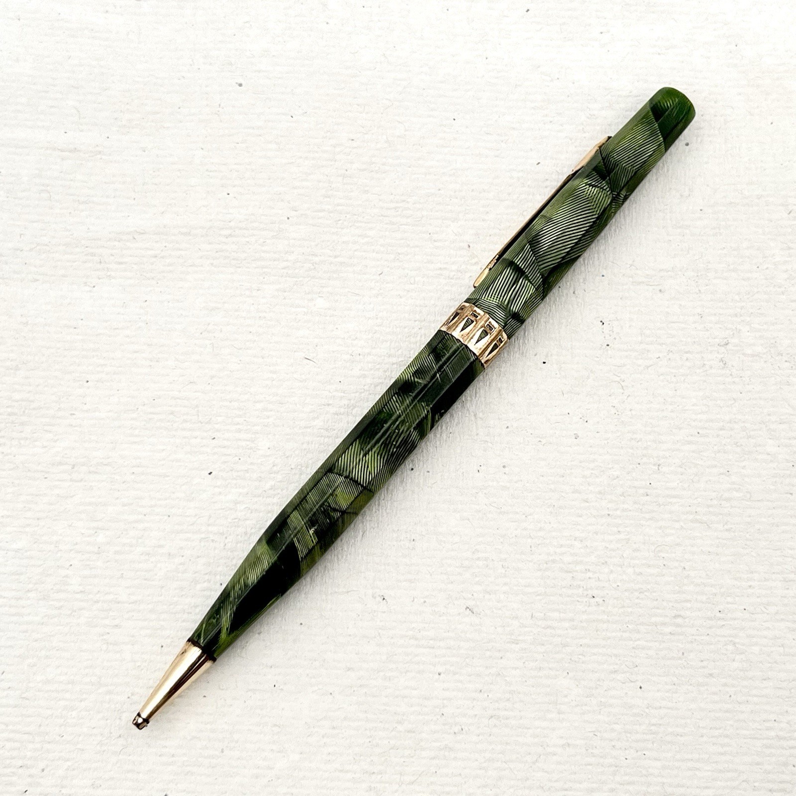Eversharp Doric Green Shell Mechanical Pencil 5-1/4″ 1.1mm Inscribed PARTS AS IS