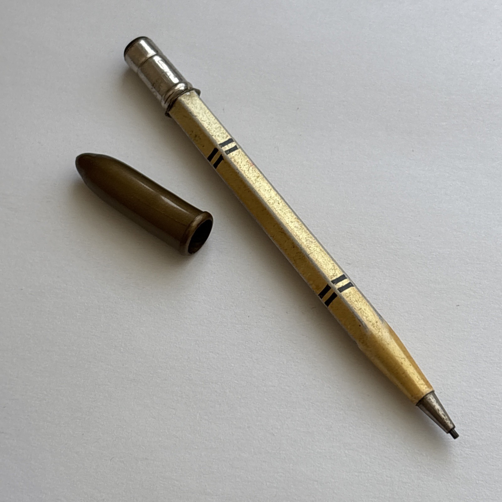 Vintage SCRIPTO P-3-47 Mechanical Aluminum Pencil ATLANTA USA Bullet Cap