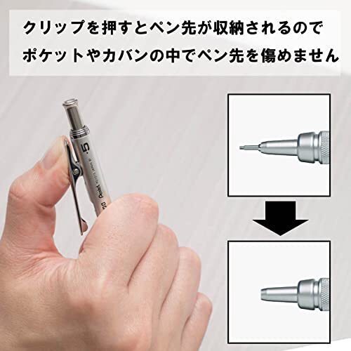 Pentel Mechanical Pencil Graph Gear 1000 PG1015 0.5mm Silver For Drafting