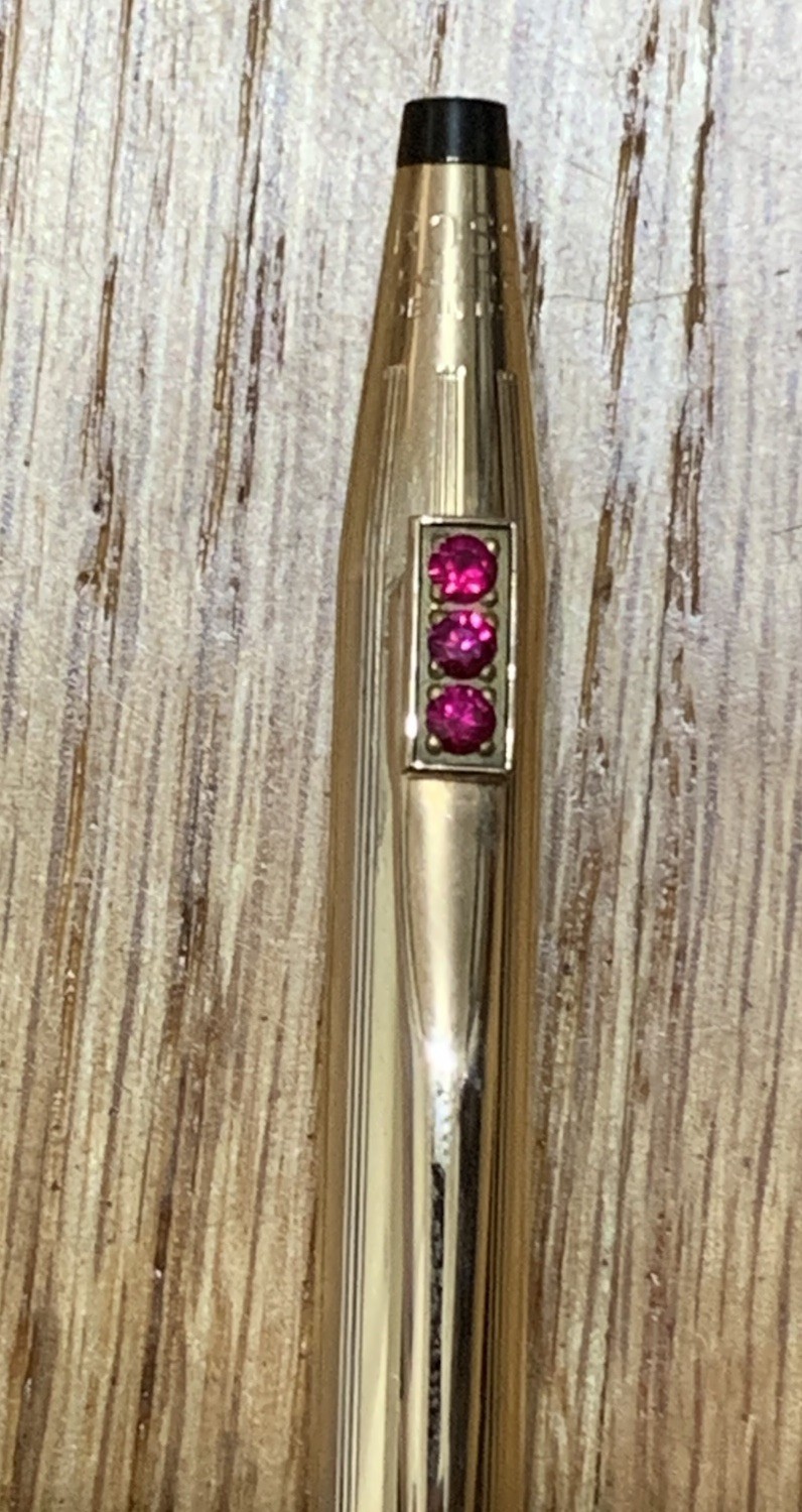 CROSS 3 Ruby 14K Gold Filled Pen With Cloth Sleeve, Case All Original