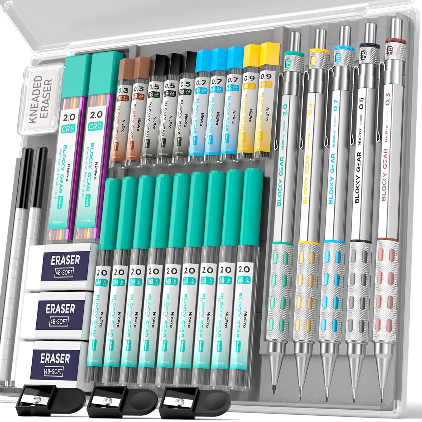 Nicpro 36PCS Blocky Gear Mechanical Pencil Set 1 Count (Pack of 36), Black