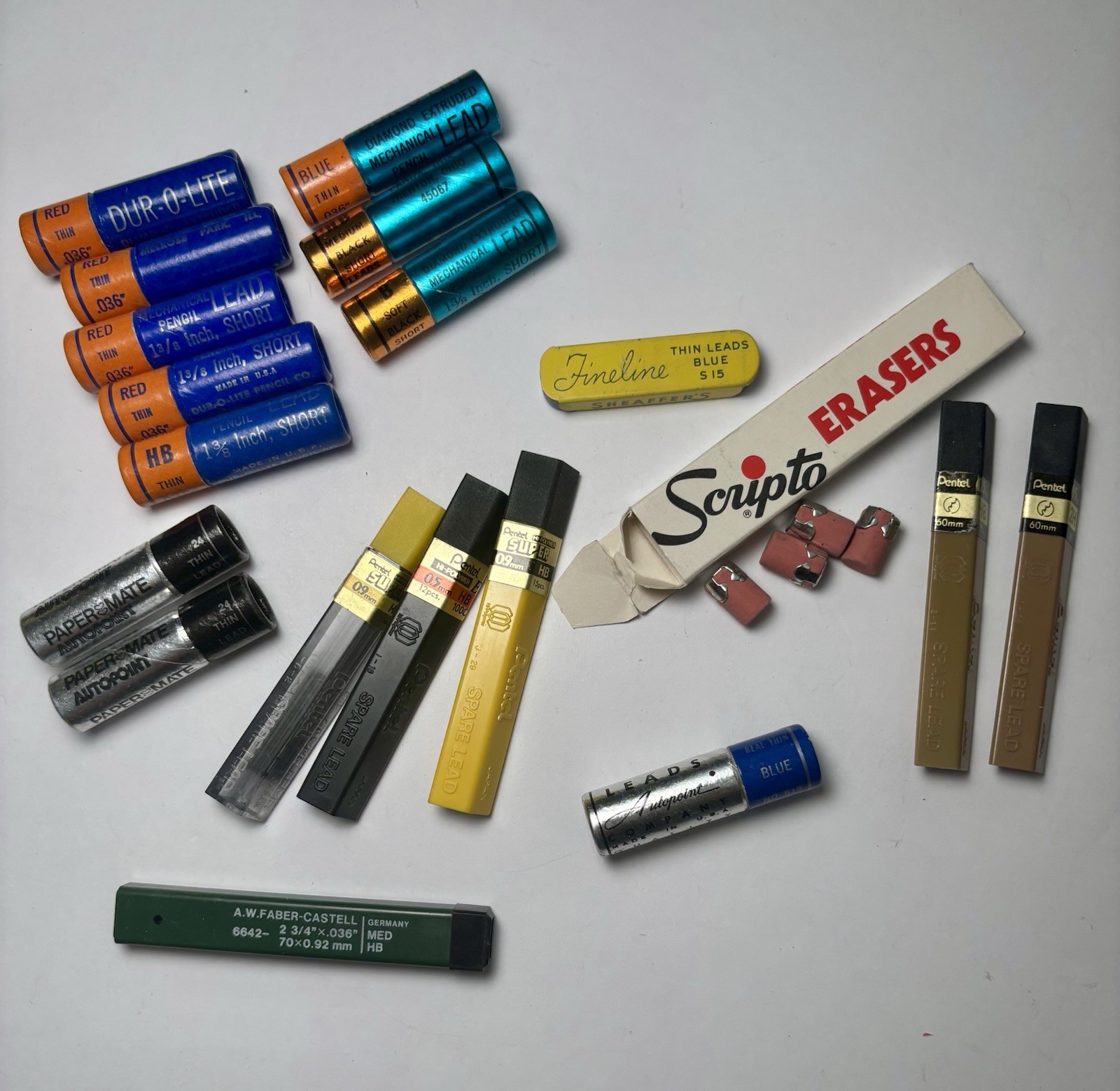 Vintage Mechanical Pencil Lead Lot – Dur-O-Lite Pentel Scripto Autopoint Faber