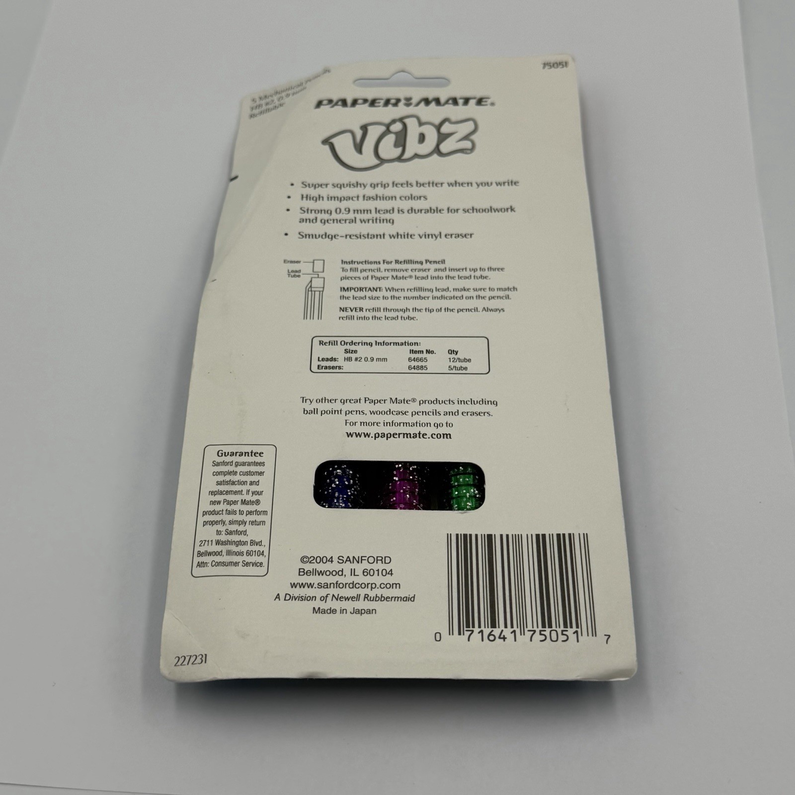 Paper Mate Vibz Mechanical Pencil .9 mm Super Squishy Grip 5 Pack NEW VTG 2004