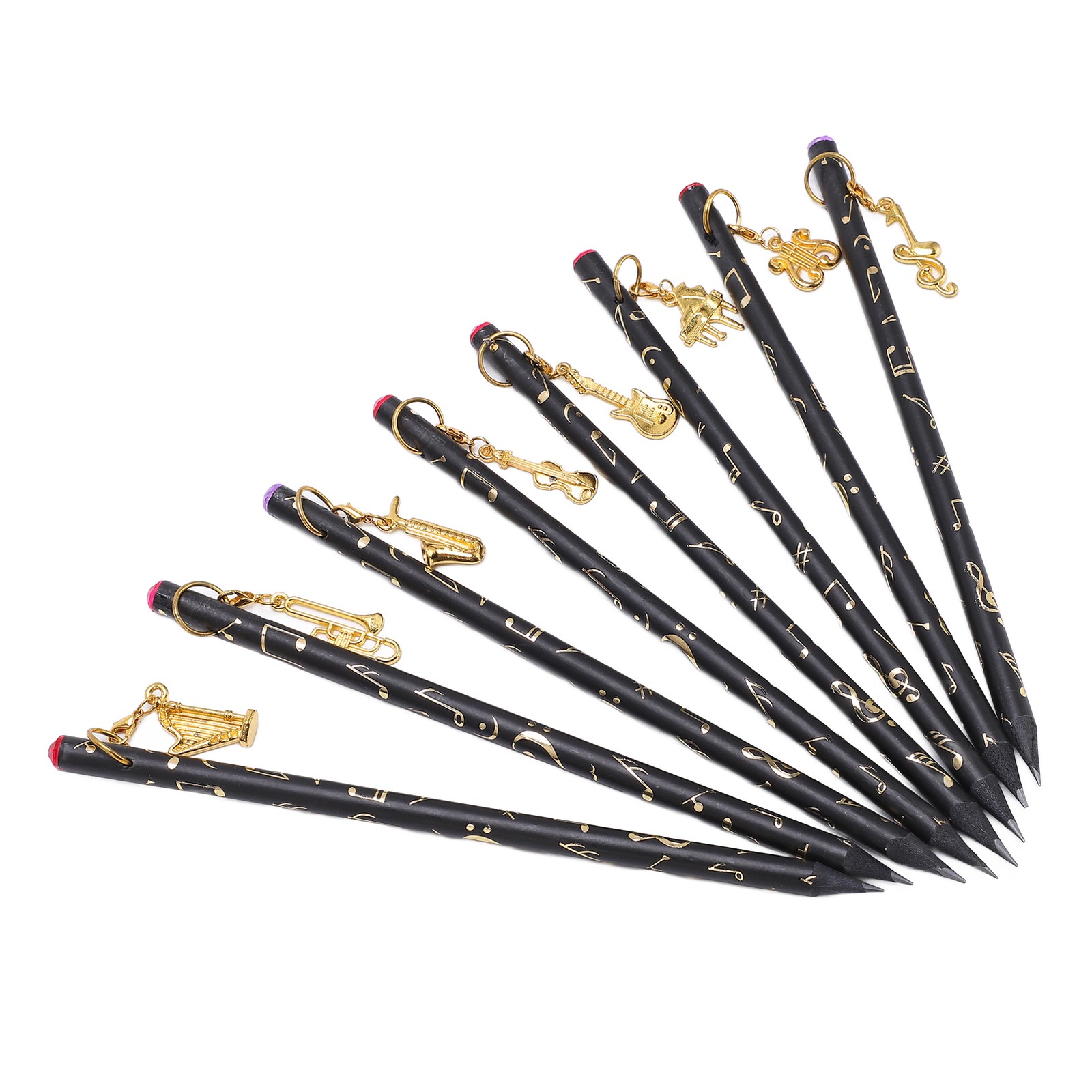 8Pcs Music Pencil Musical Note Stationery Set Kit With Pendant For Painting