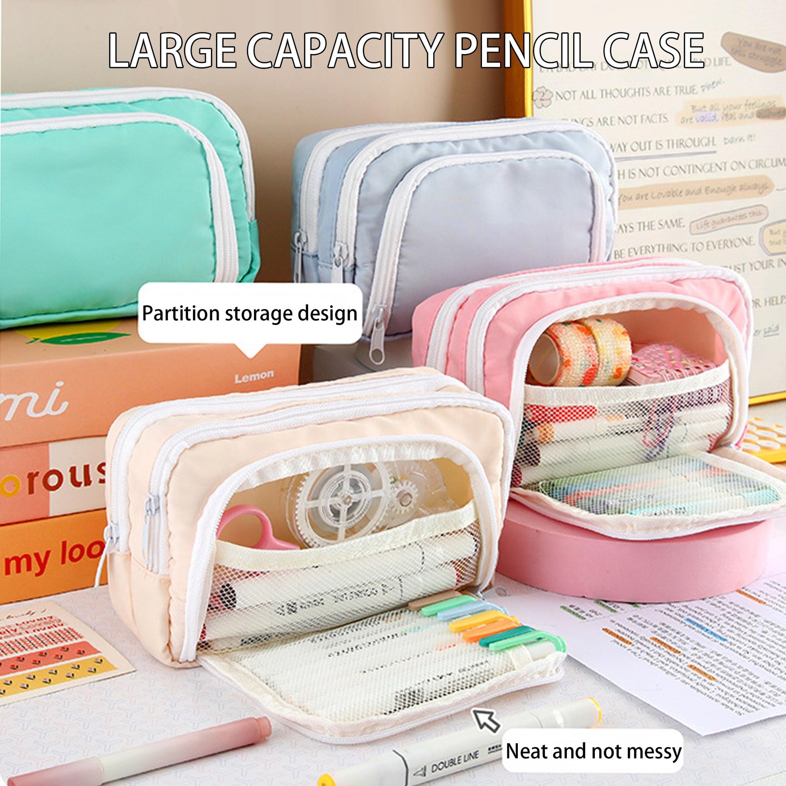 Ristpal 42 PCS Aesthetic School Supplies with Large Pencil Case, Large, Pink