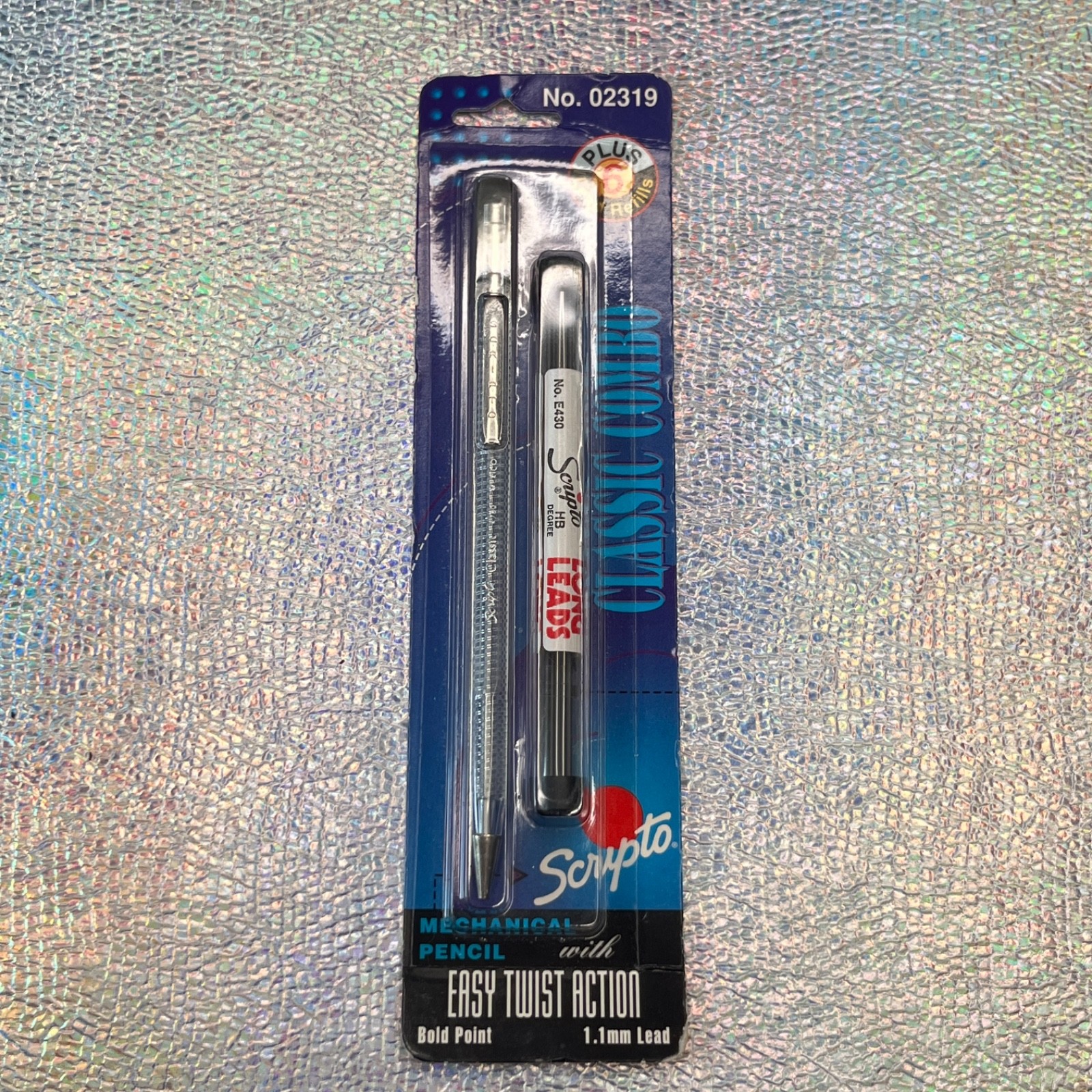 1993 Scripto Pencil Classic Combo Long Lead Pack B319 02319 Clear