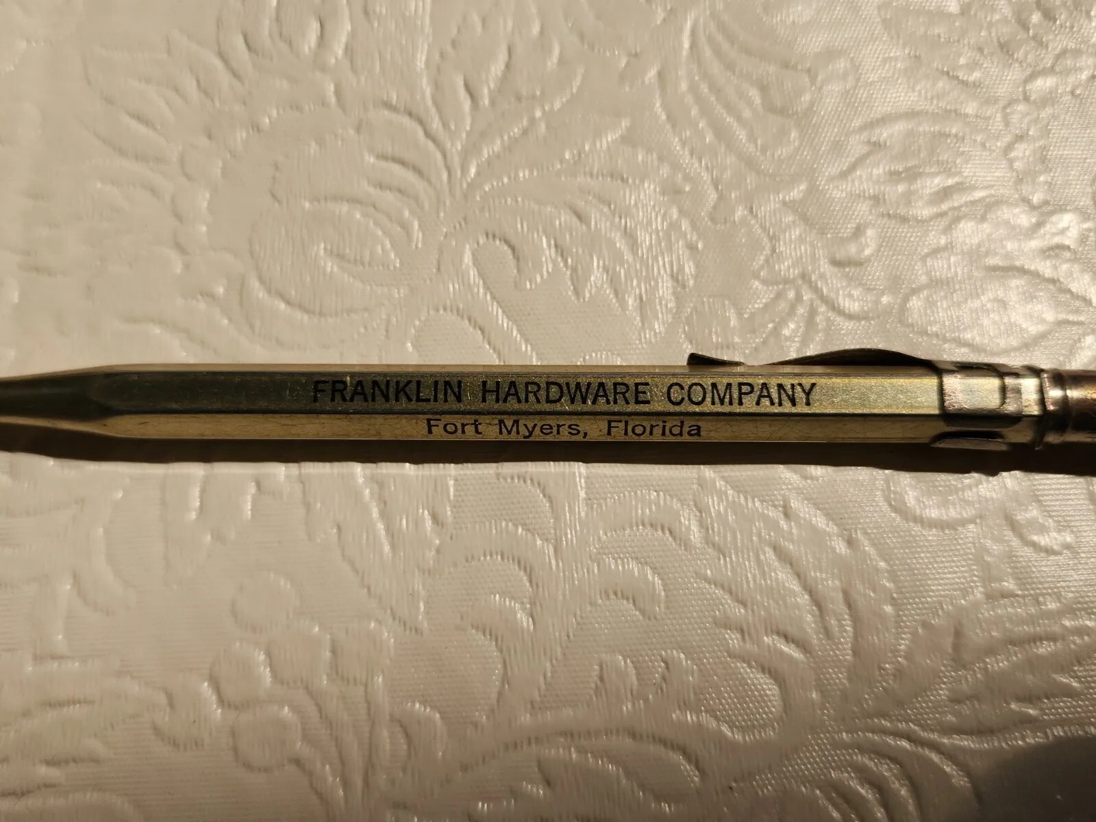 Antique Scripto Mechanical Pencil Franklin Hardware Fort Myers Fl Phone 32. 4-47