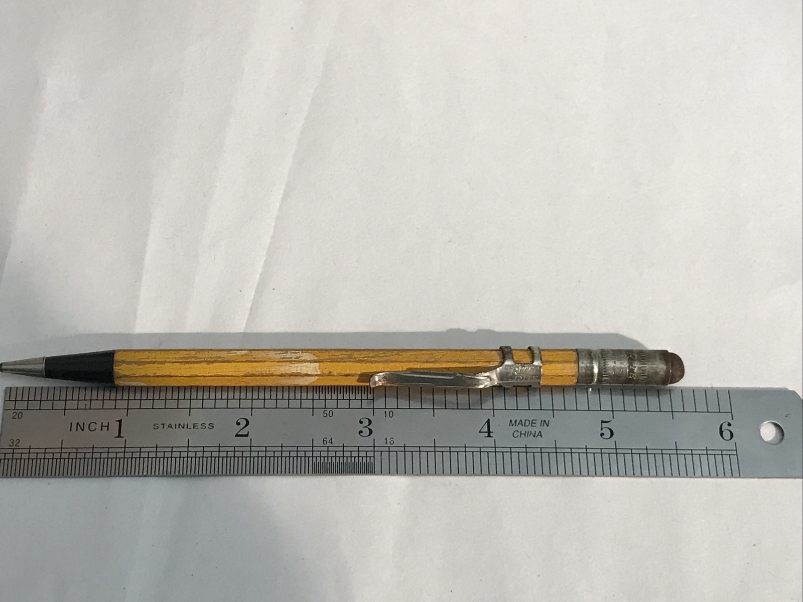 RARE Early Rite-Rite Wood Barrel Mechanical Pencil Yellow Blank Works