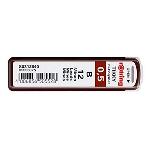 rOtring Tikky Mechanical Pencil Lead 0.5mm HB, 12 Lead (R505 508 HB)