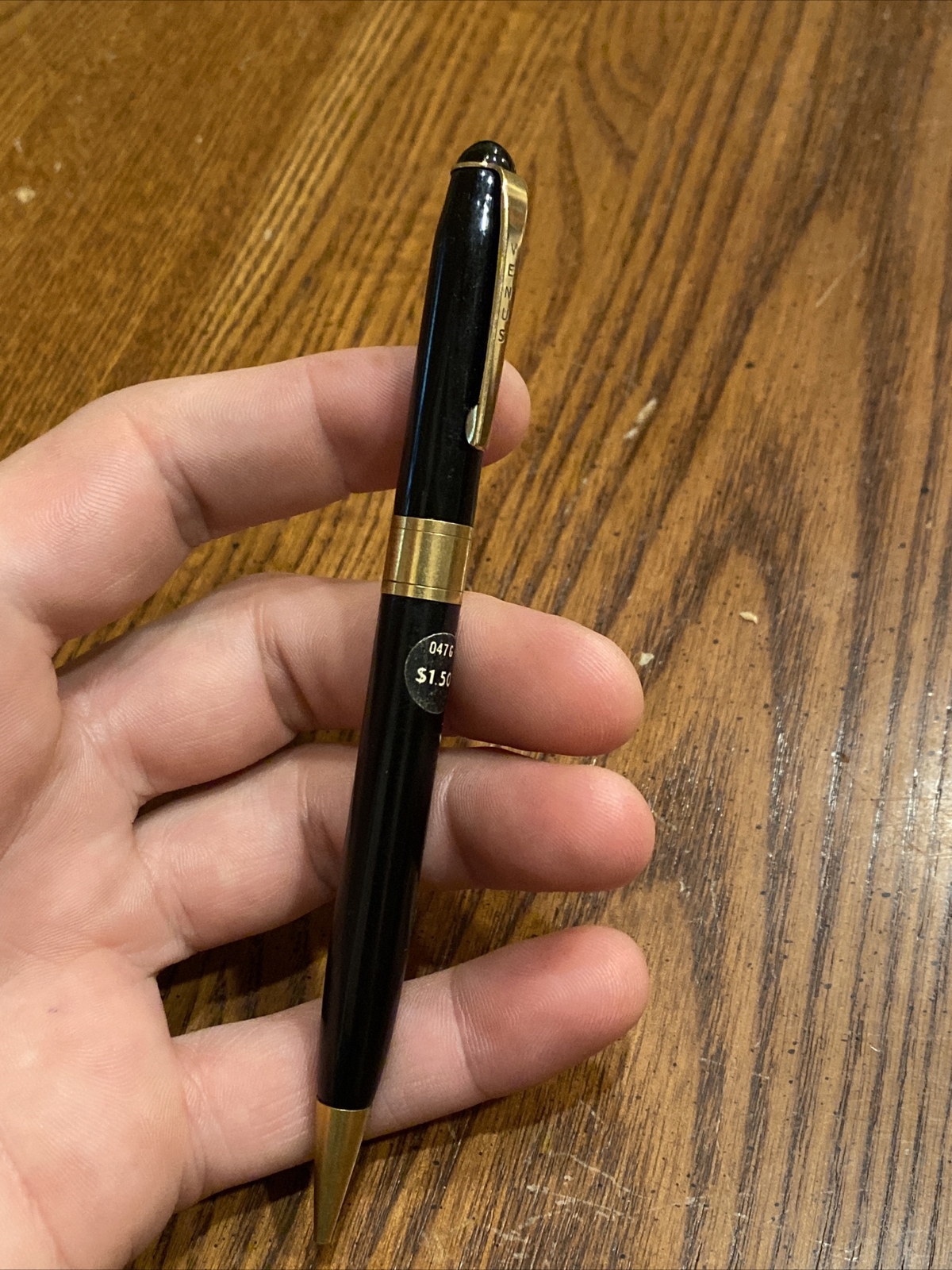 Vtg VENUS 047 G Mechanical Twist Pencil Black w Gold Tone Accents Original Label