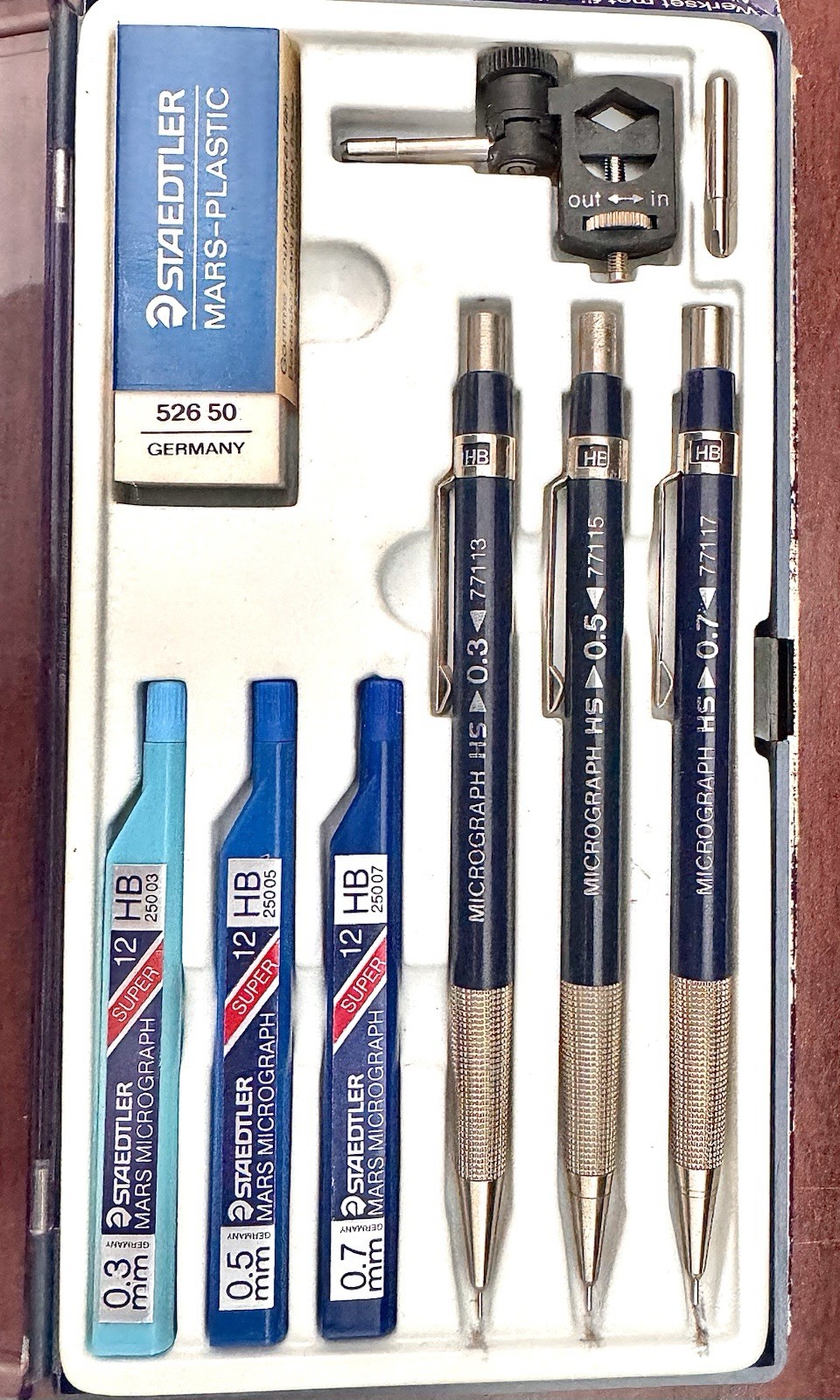 Rare Staedtler Micrograph HS 771 Full Drafting Set 0.3/0.5/0.7 mm