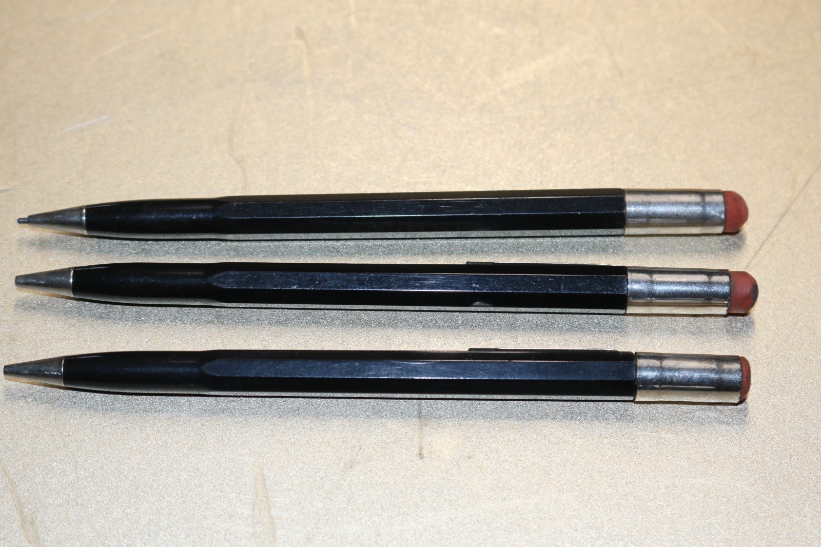 (3) vintage Scripto mechanical pencils all used, property of u.s. government